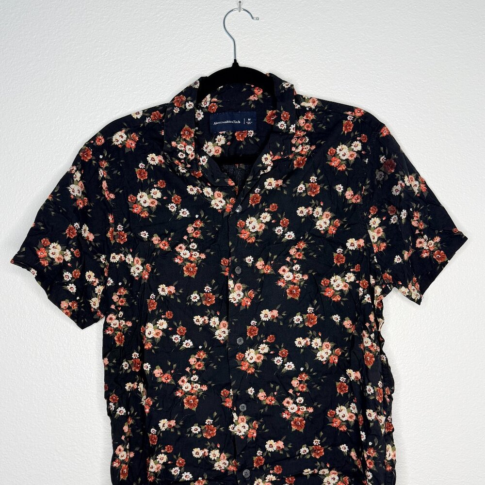 Abercrombie & Fitch Floral Button-Up Shirt — Men’s Medium — Black / Floral